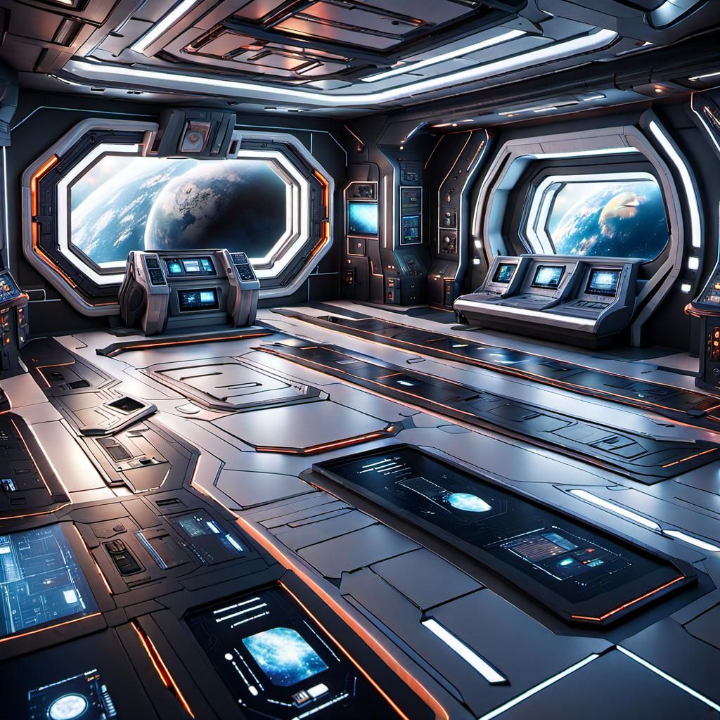 Futuristic Spaceship Interior in Detailed 3D Art