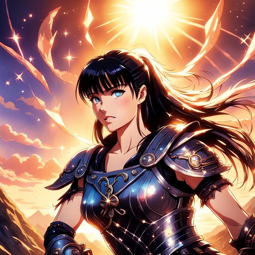 Xena Reimagined as Anime Character in Manga Style