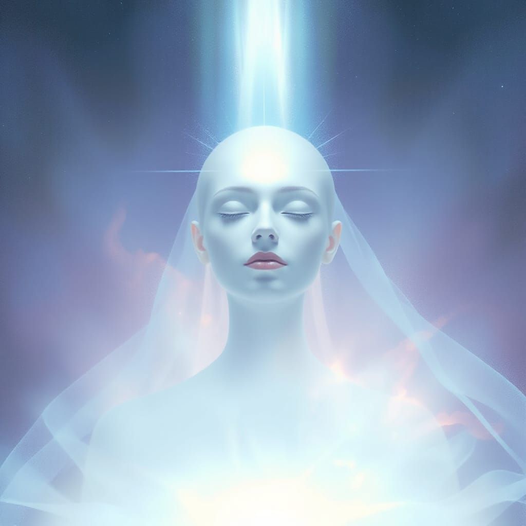 Ethereal Being in Meditation: Visionary Art Style