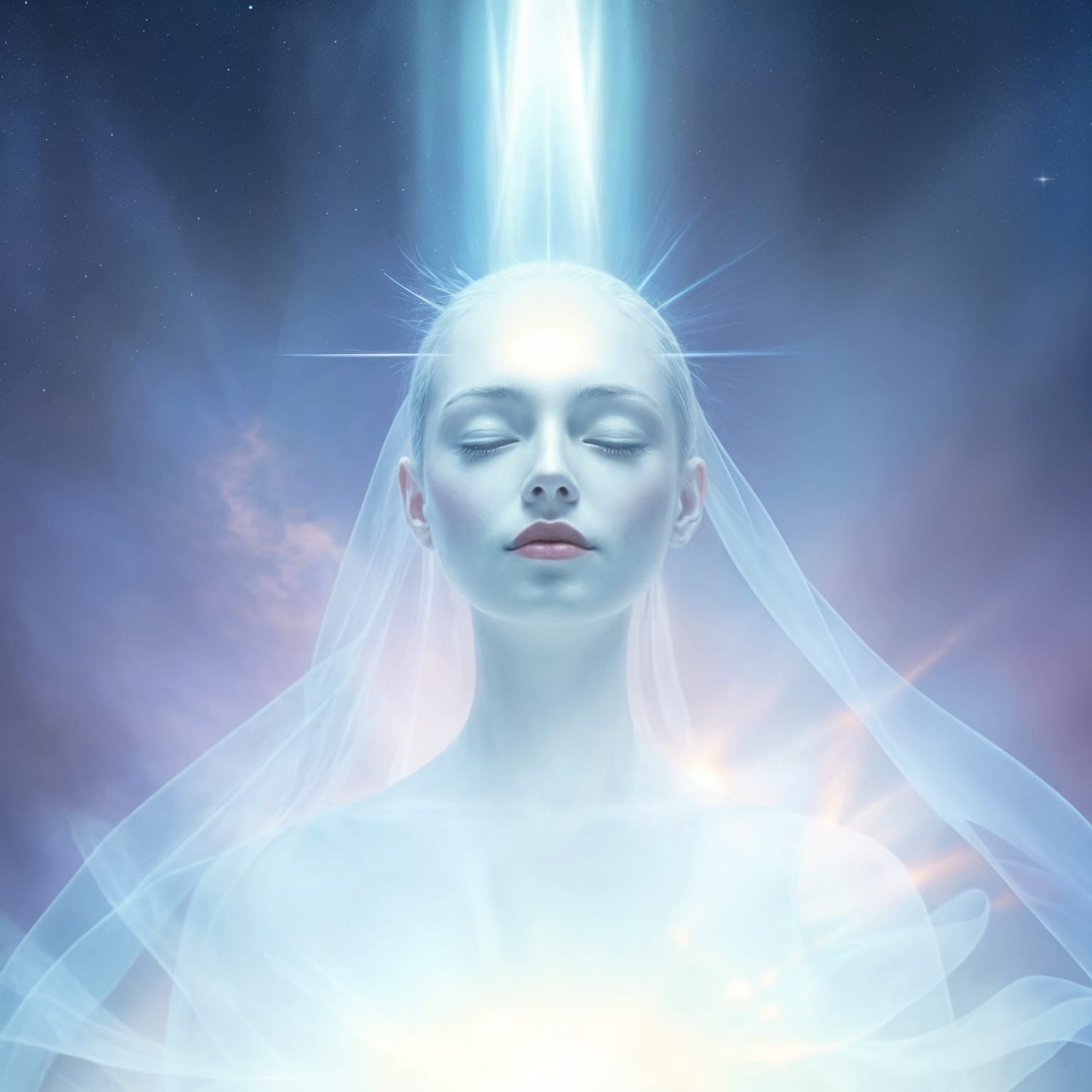 Ethereal Being in Meditation: Visionary Art Style