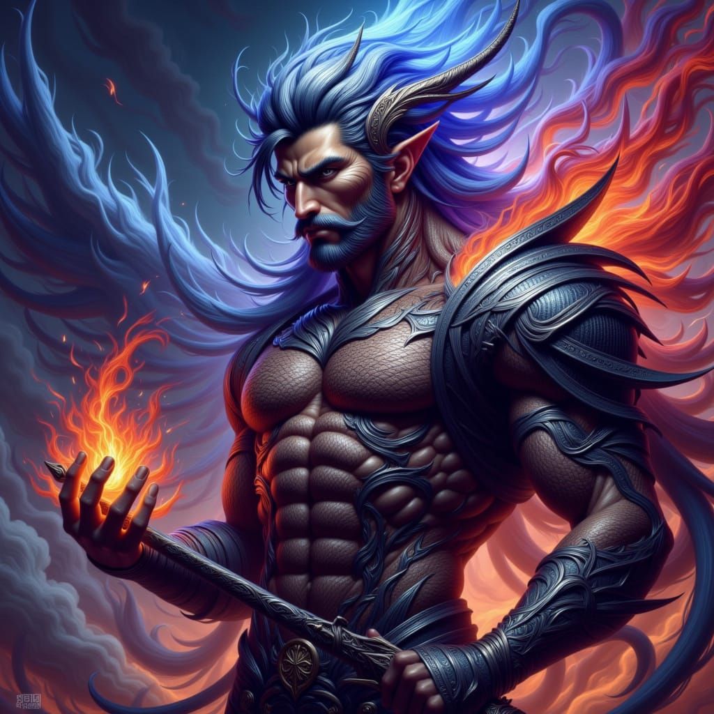 Epic Warrior in Detailed Leather Armor, Digital Painting