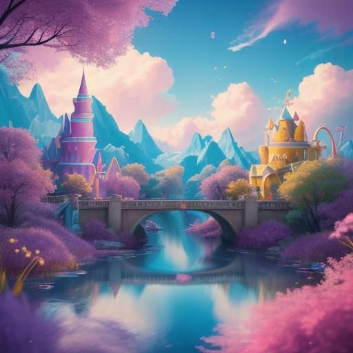 Blonde Queen Pouring Water in Candy Art Style