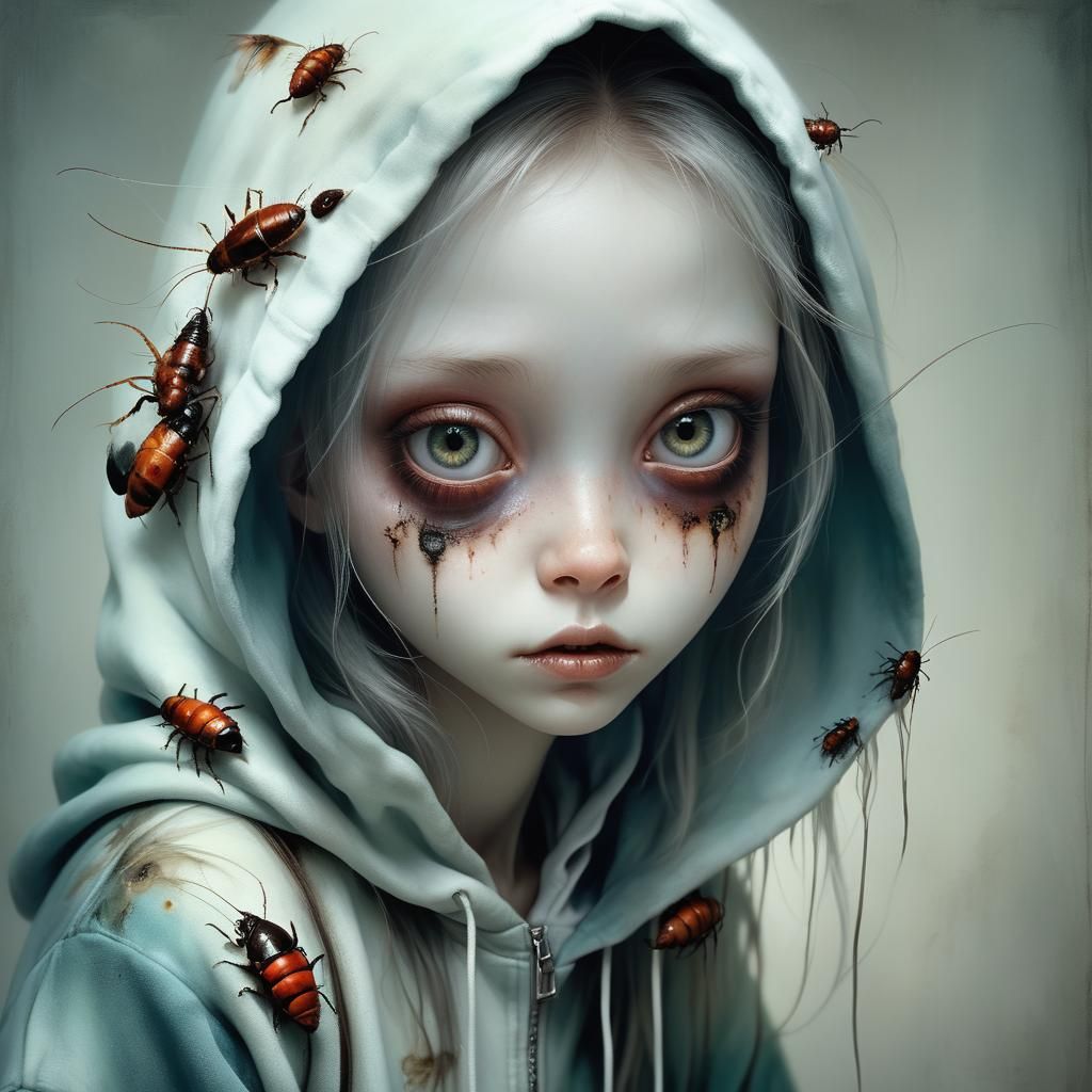 Girl with Reflective Eyes in Tropical Photo