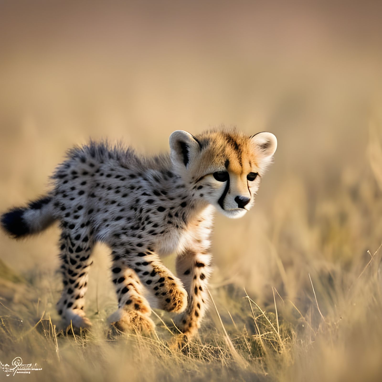 Cheetah Cub Runs on the Savannah: Wildlife Photography