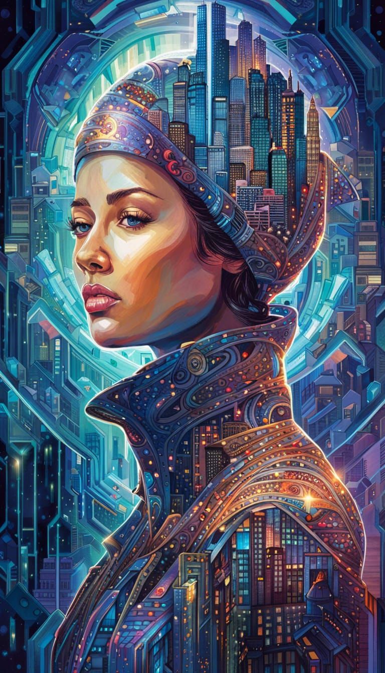 Metaverse Women in Cyberpunk Puzzle Collage