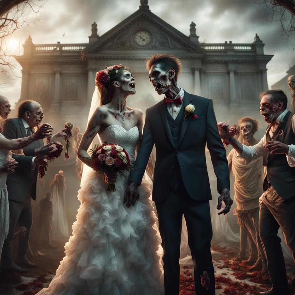 Zombie Wedding: Bride and Groom's Macabre Feast