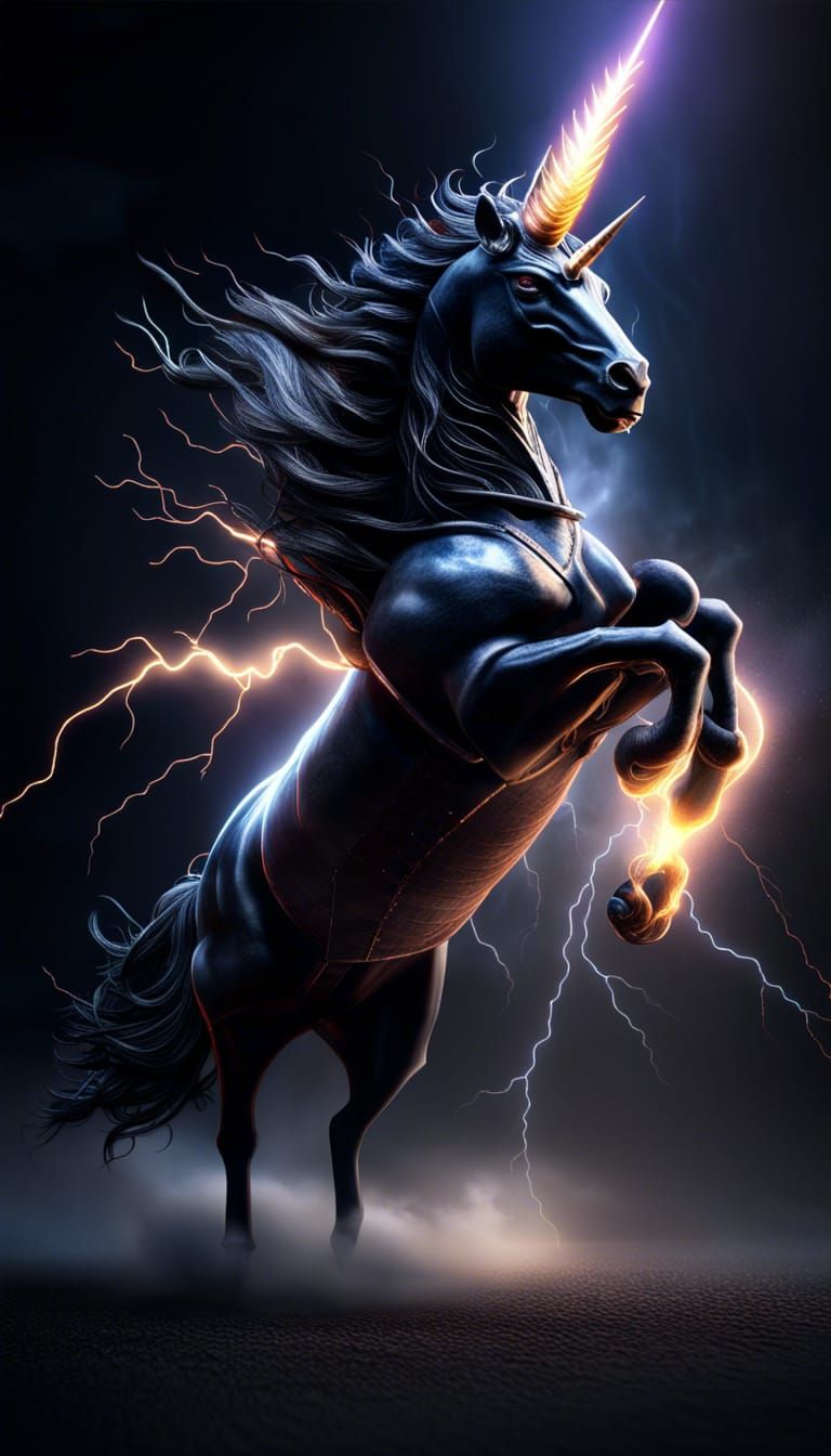 Black Unicorn Unleashes Lightning: 3D Cell Shading