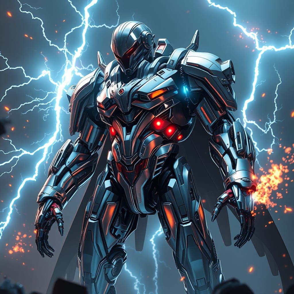 Futuristic Robot Villain Unleashes Quantum Powers in 8K