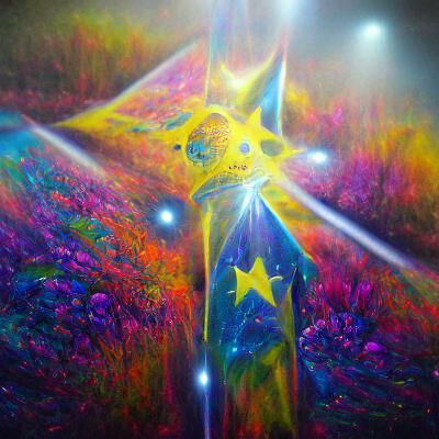 Cosmic Starshine: Oil Painting in Astral Style