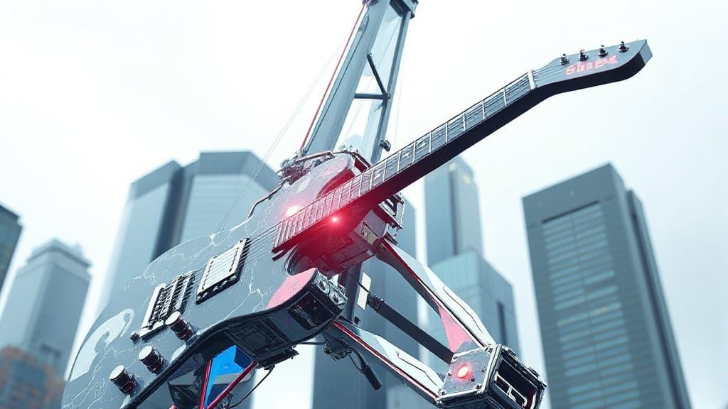 Cyberpunk Metal Guitar Megastructure
