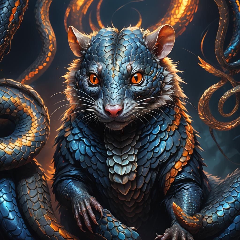 Cobra-Rat Hybrid Creature in Hyper-Realistic Style