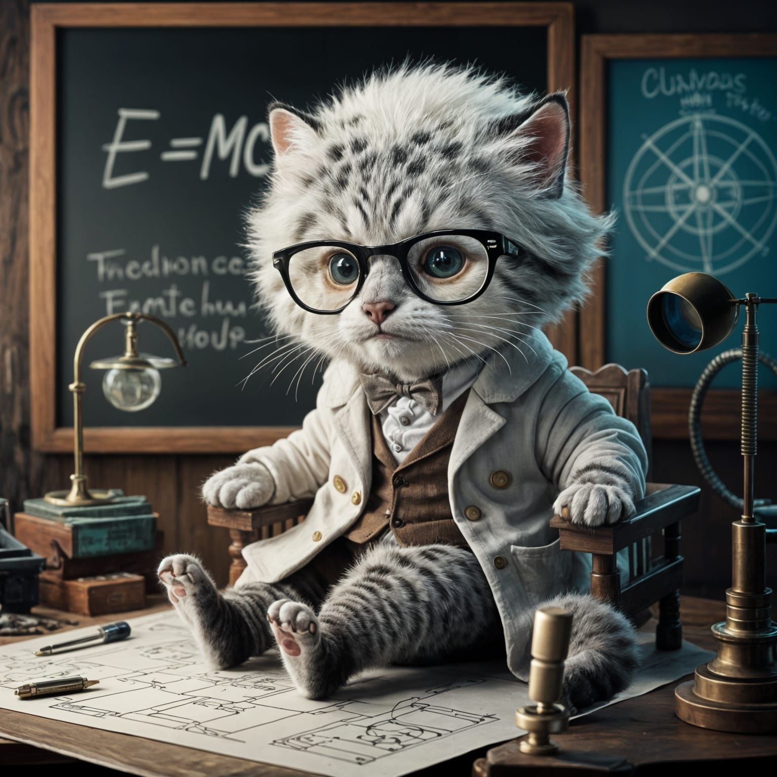Einstein as a Cat: Whimsical Scientific Illustration