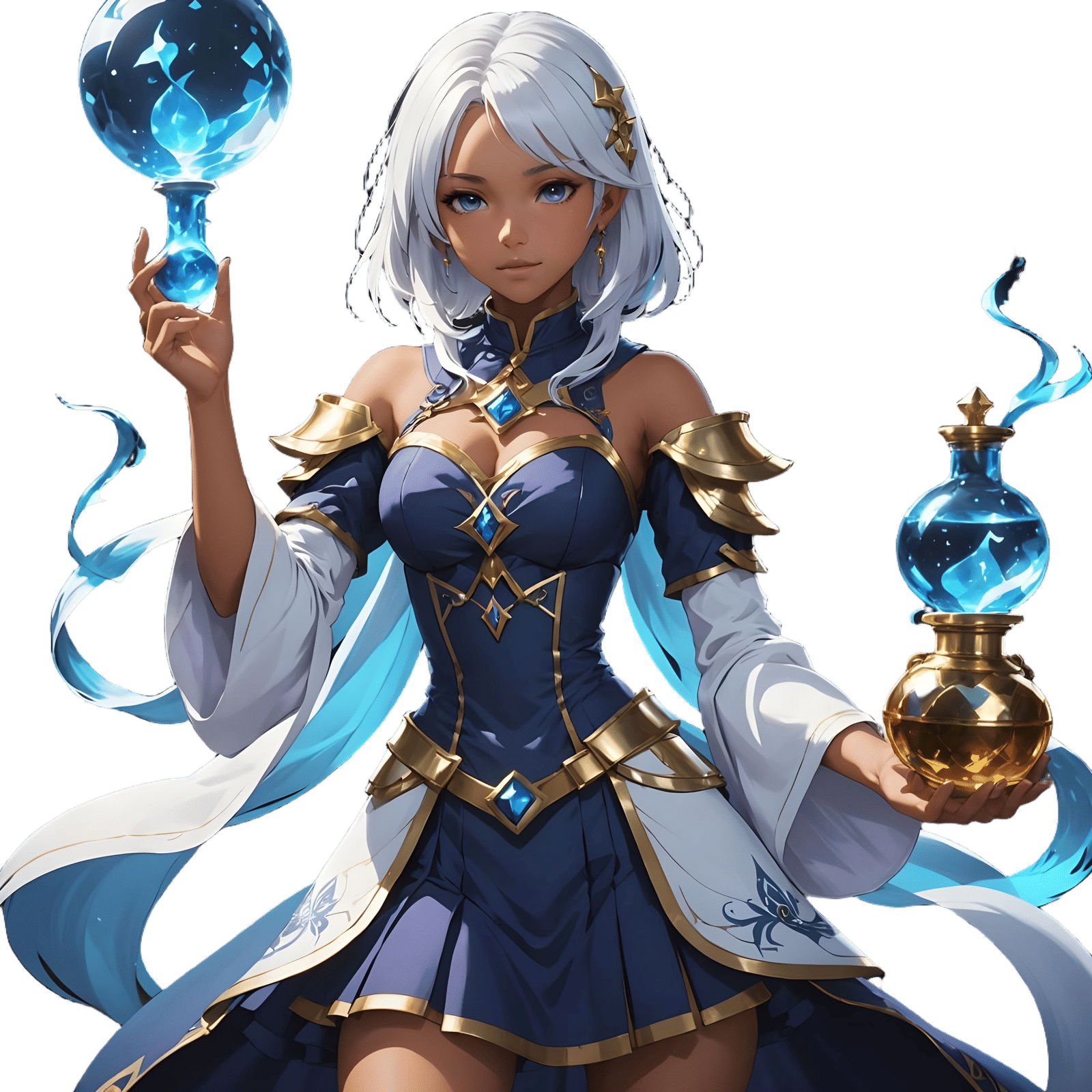 Anime Girl with Alchemy Potion in Vibrant Fantasy Style