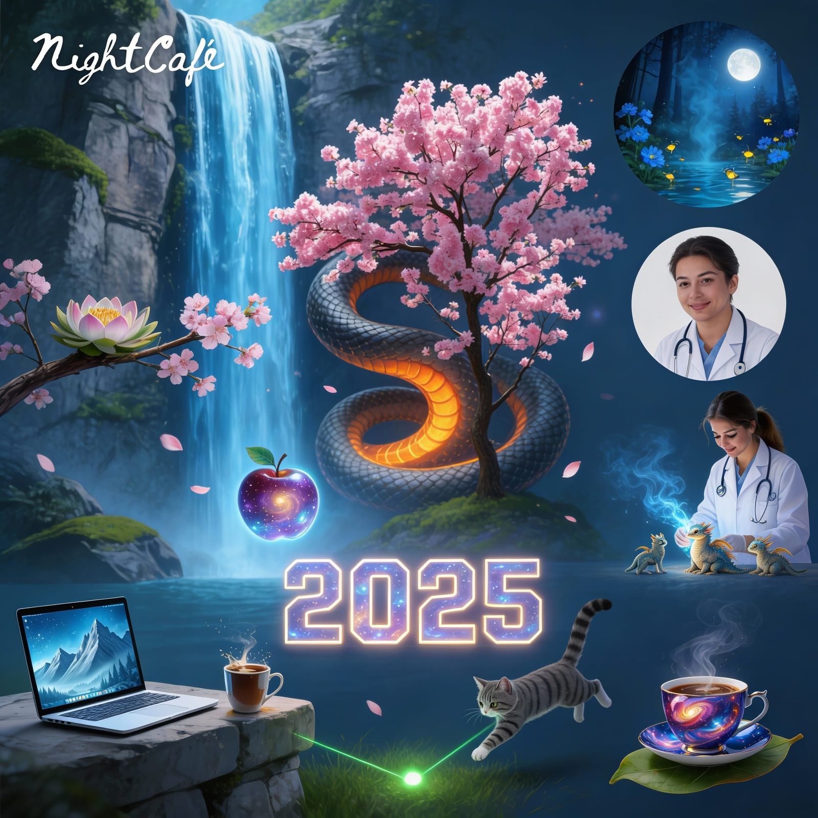 AI Collage of 2025 NightCafe Artworks