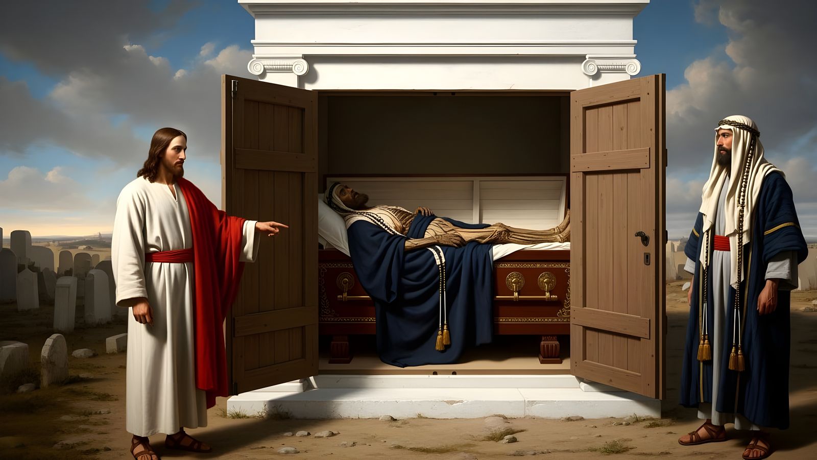 Whitewashed Mausoleum With Deceased Pharisee, Dramatic Light...