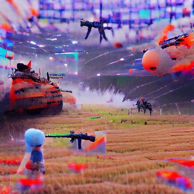 Grim Battlefield Scene with Fire and Smoke