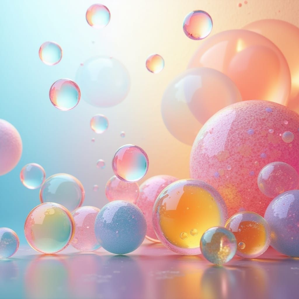 Whimsical Rainbow Bubbles in Vibrant Pastel Hues
