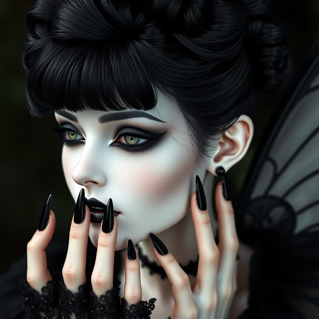 Ethereal Dark Fairy in Gothic Attire