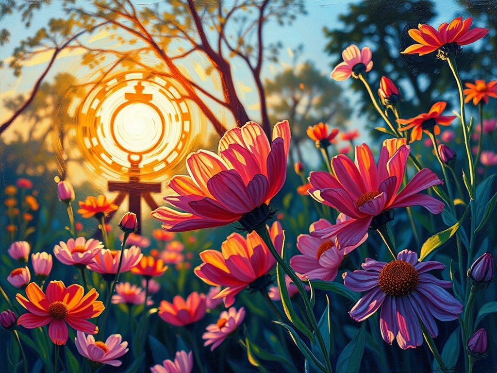 Blooming Garden in Vibrant Neo-Impressionist Style