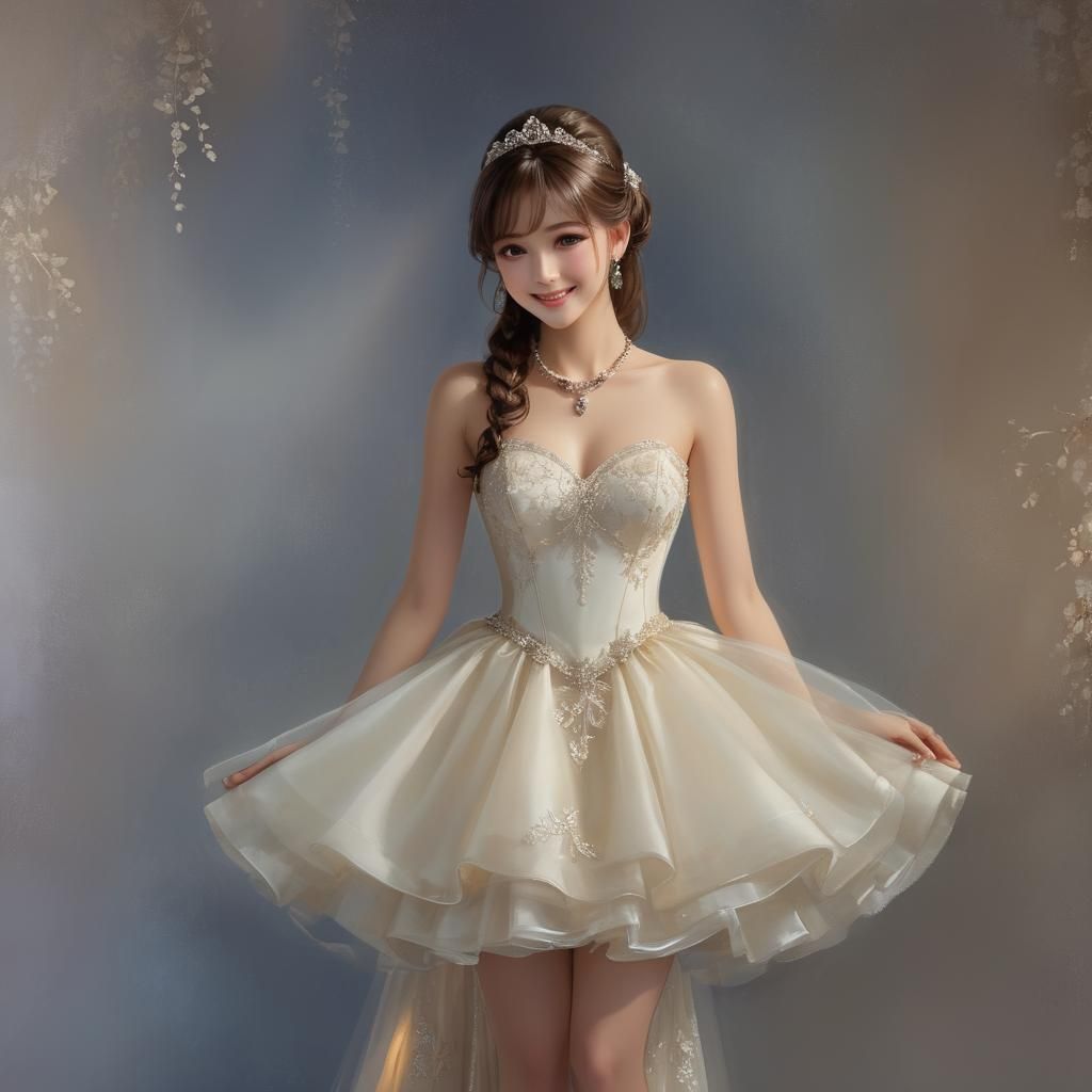 Anime Portrait of Girl in Gown with Candlelight