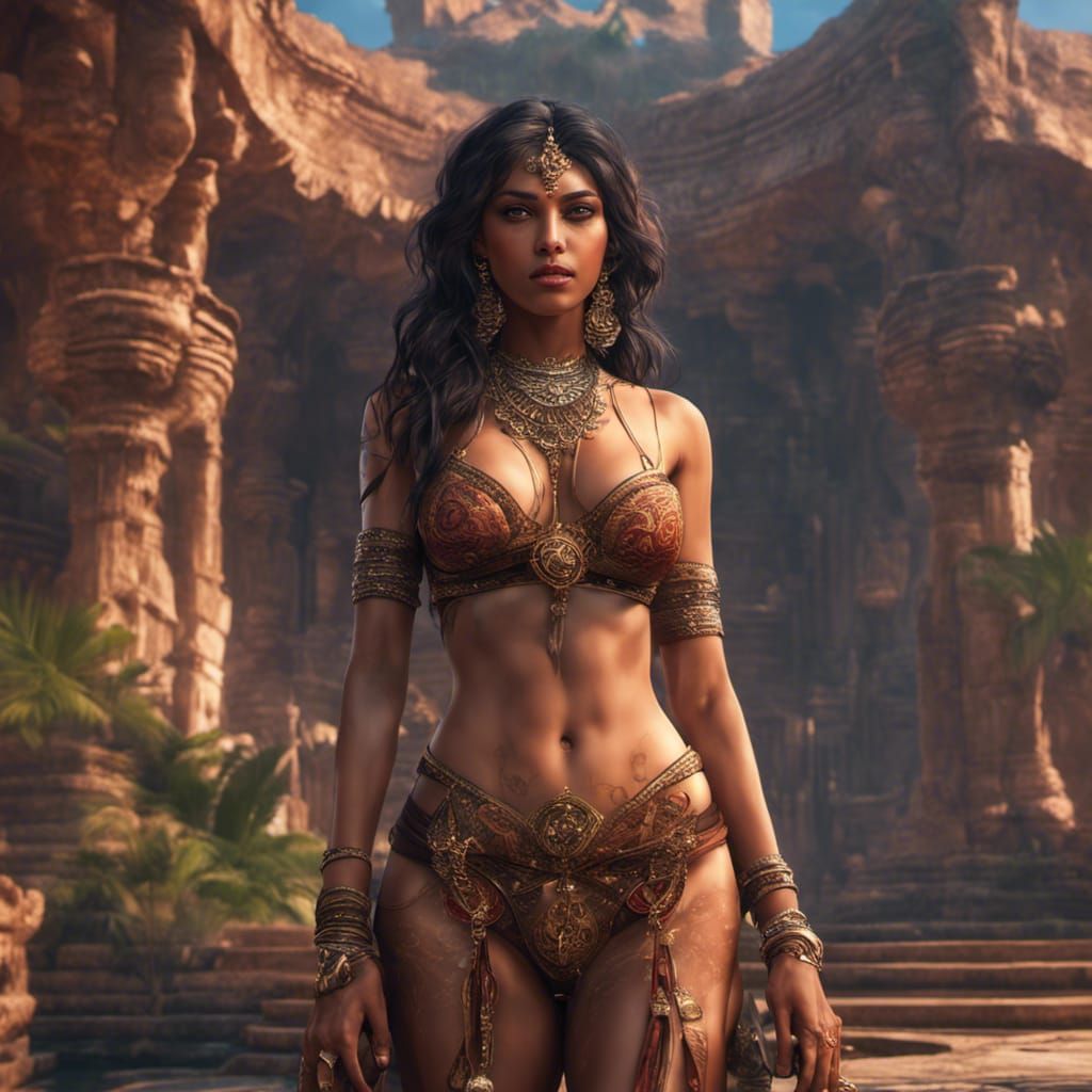 Indian Girl: Detailed Matte Painting in 8K