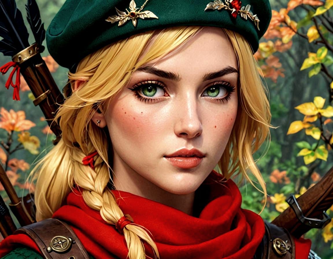 Pixel Art: Blonde Archer in Medieval Fantasy Style