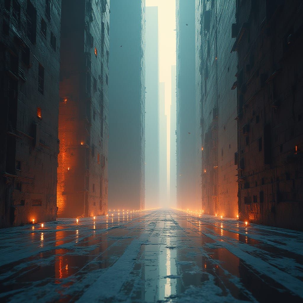 Dimensional Vortex Reveals Suspended City in Surreal Style