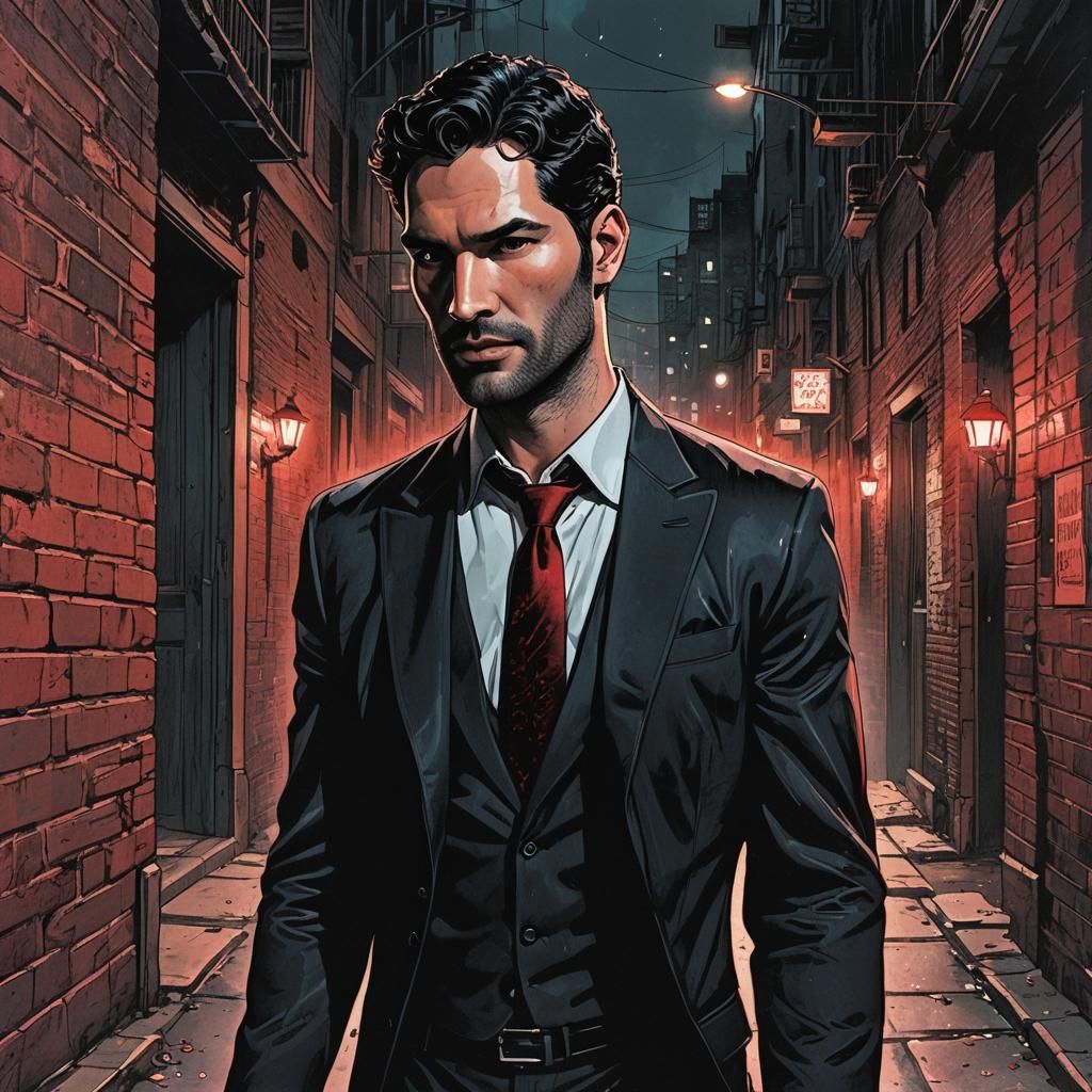 Lucifer Morningstar in Comic Book Art Style