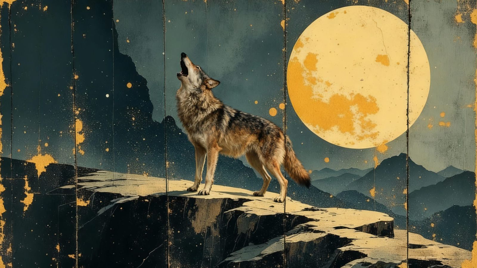 Wolf Runs Ridge Under Full Moon