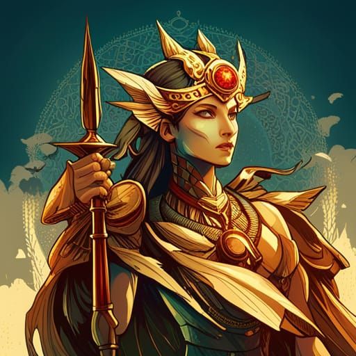 Egyptian God in Battlefield Digital Painting