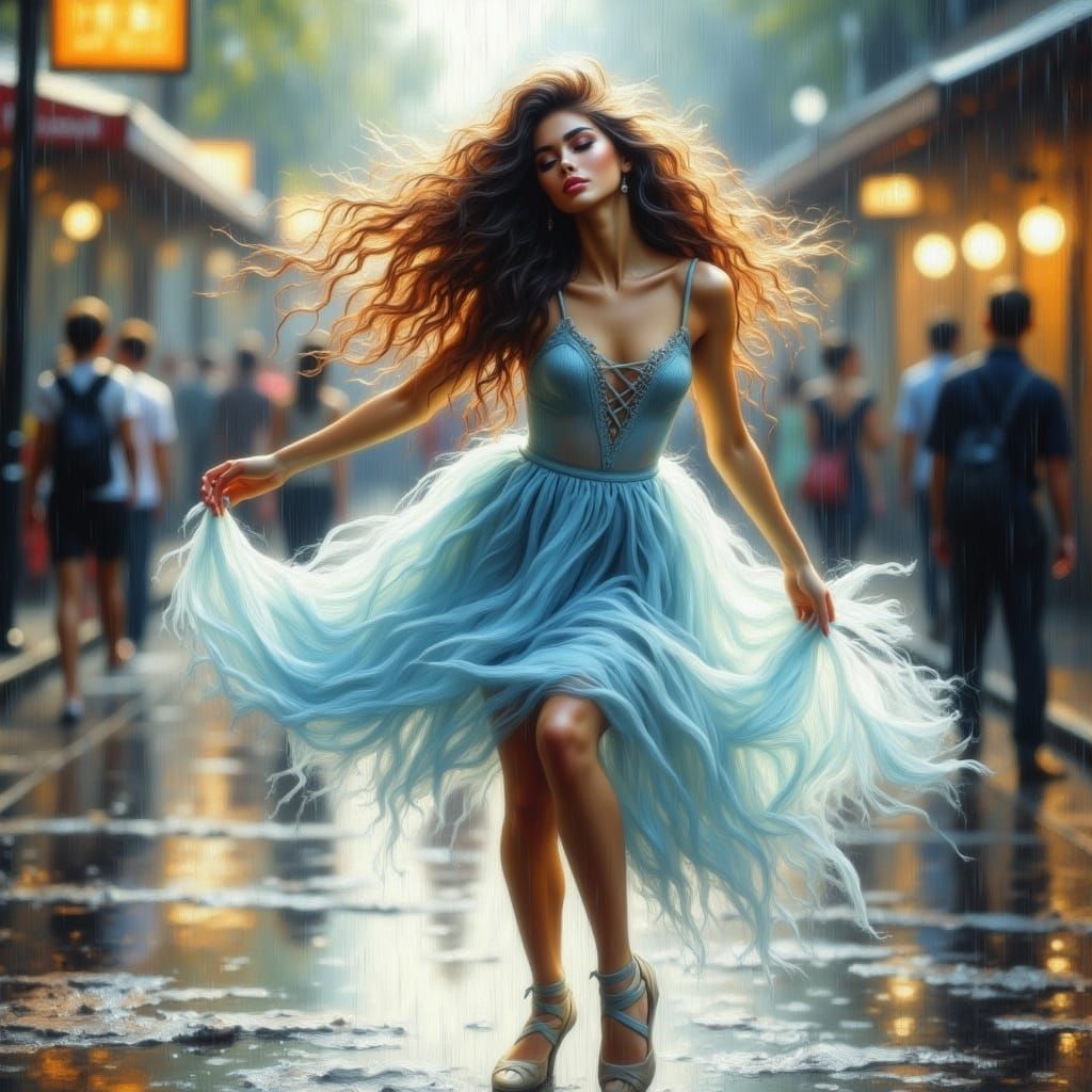 Dreamy Ballerina in the Rain