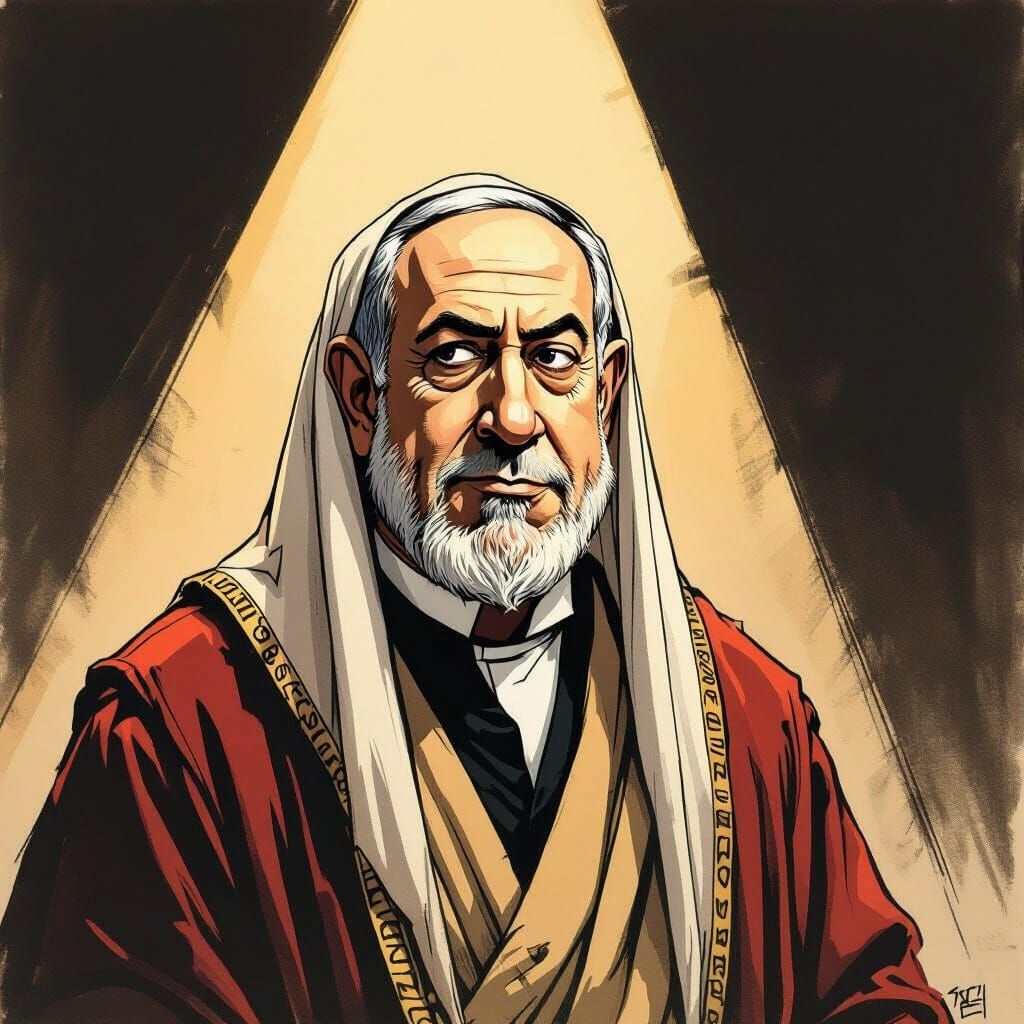 Benjamin Netanyahu as Pharisee Satirical Cartoon