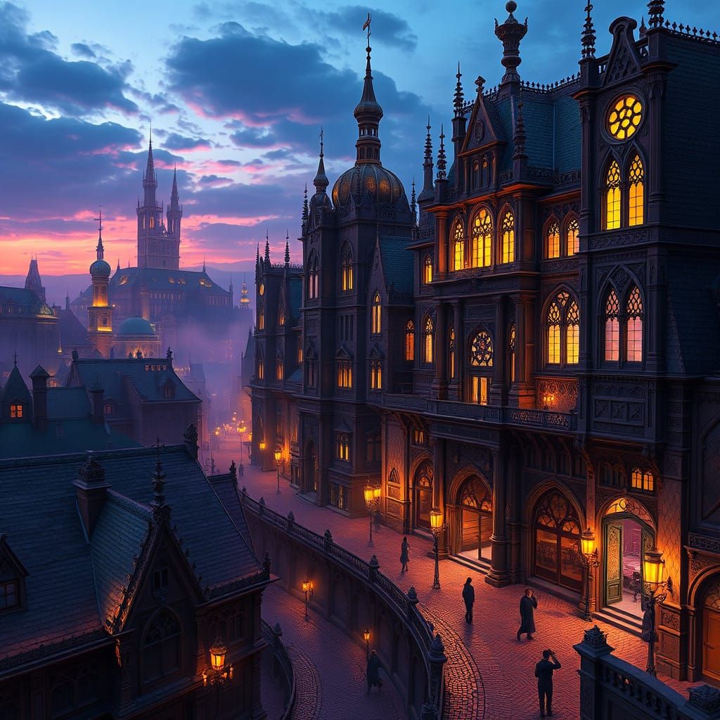 Mystical Renaissance Cityscape at Dusk