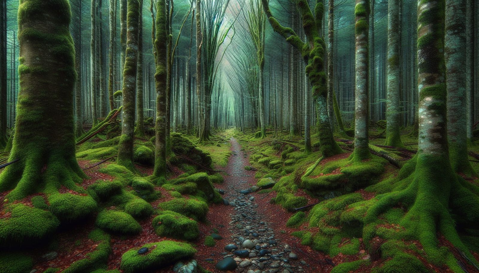 Tranquil Forest Path Between Autumn and Winter