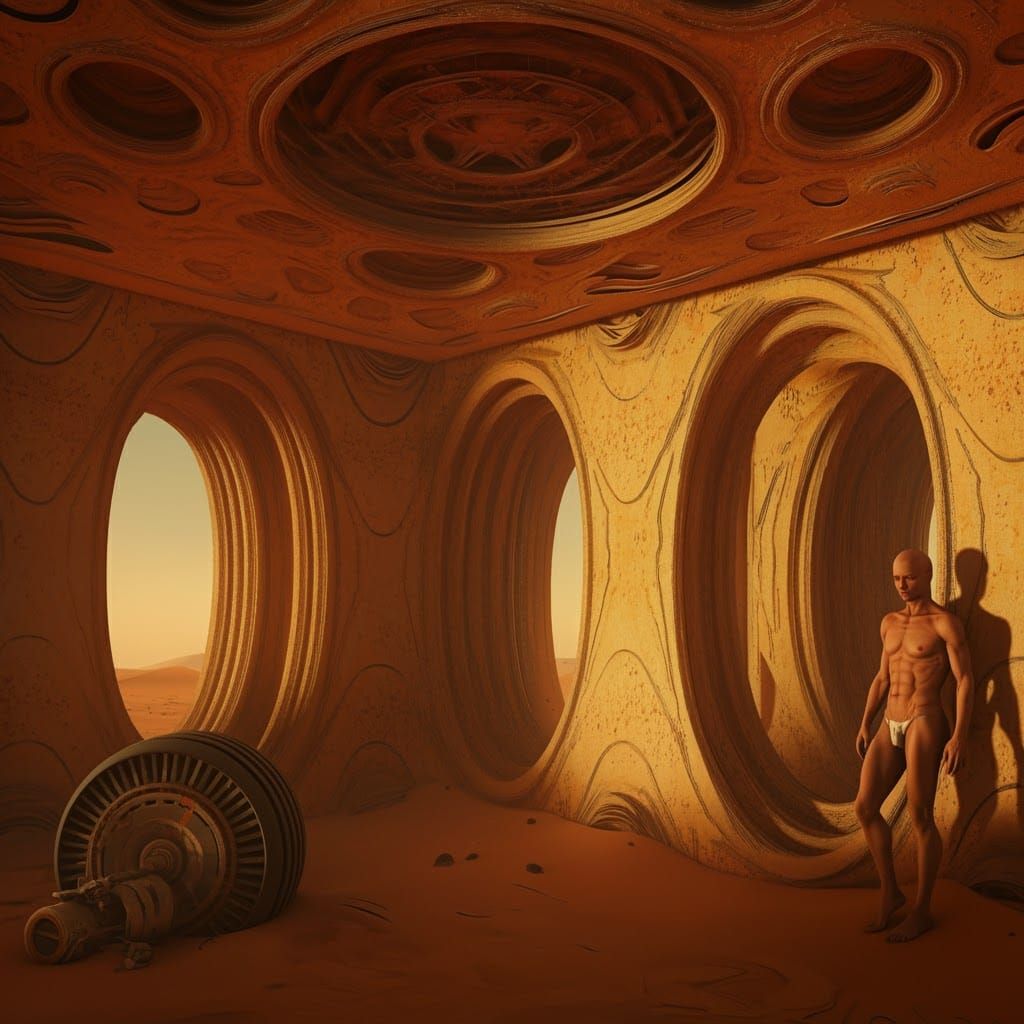 Desertpunk Lounge with Distorted Architecture and Mutilated ...