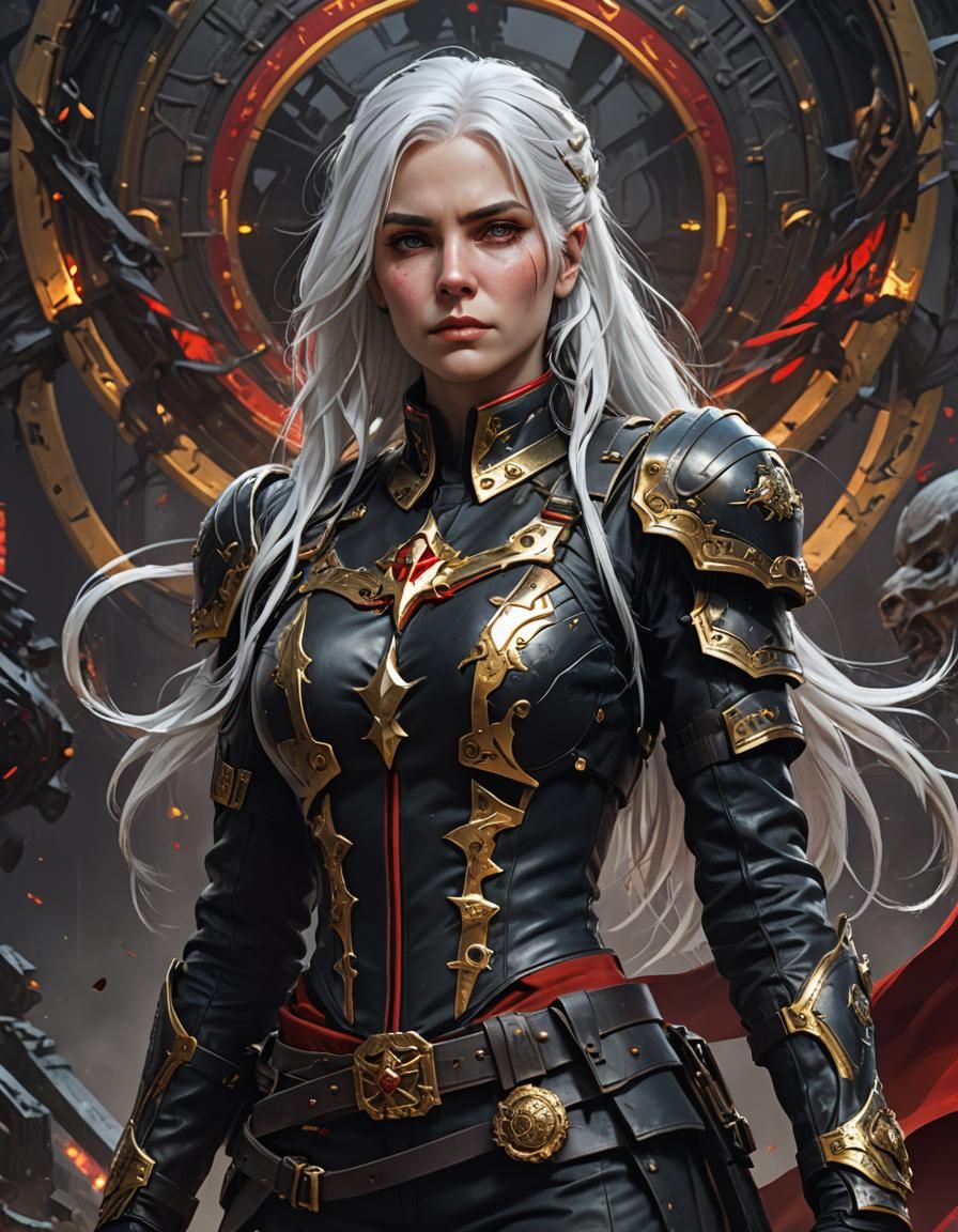 Woman in Steampunk Military Uniform: Hyperdetailed Dark Fant...