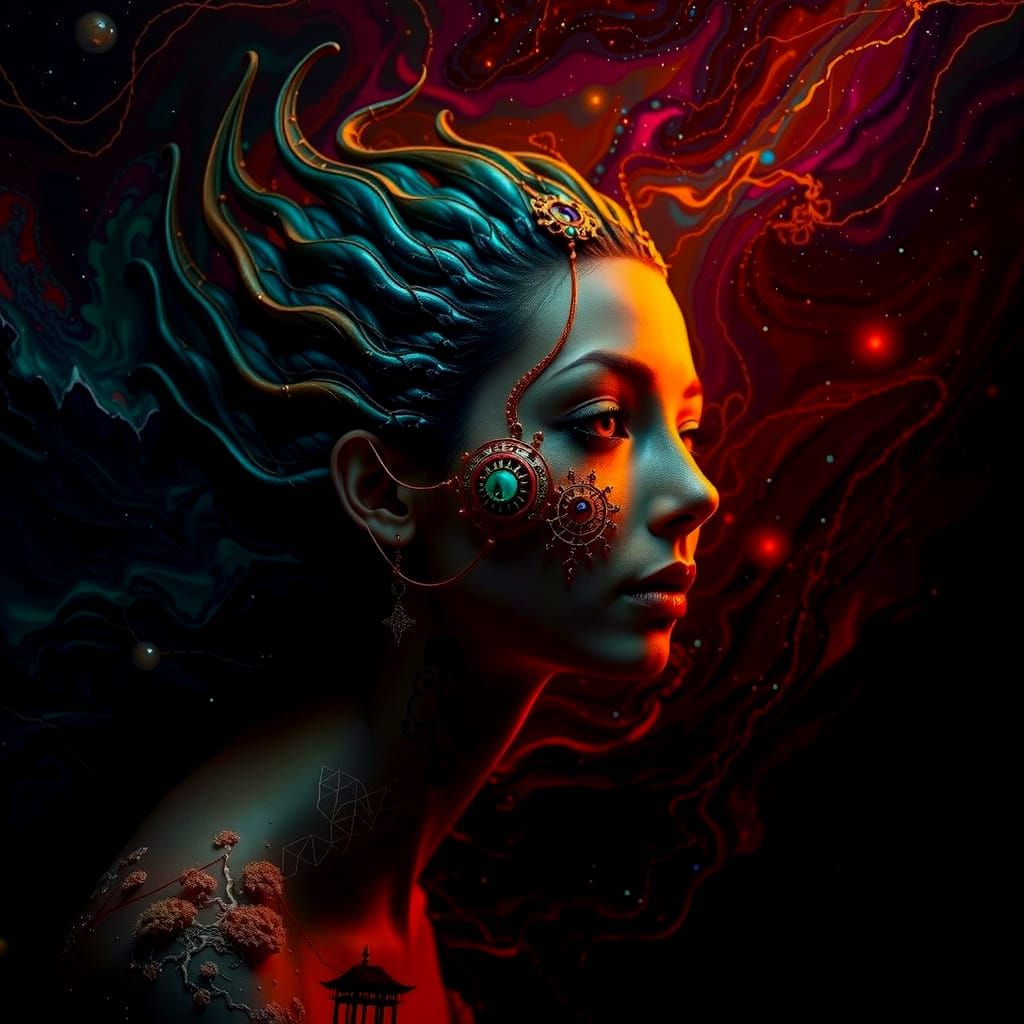 Cosmic Tapestry of Interconnected Realities in Vibrant Gradi...