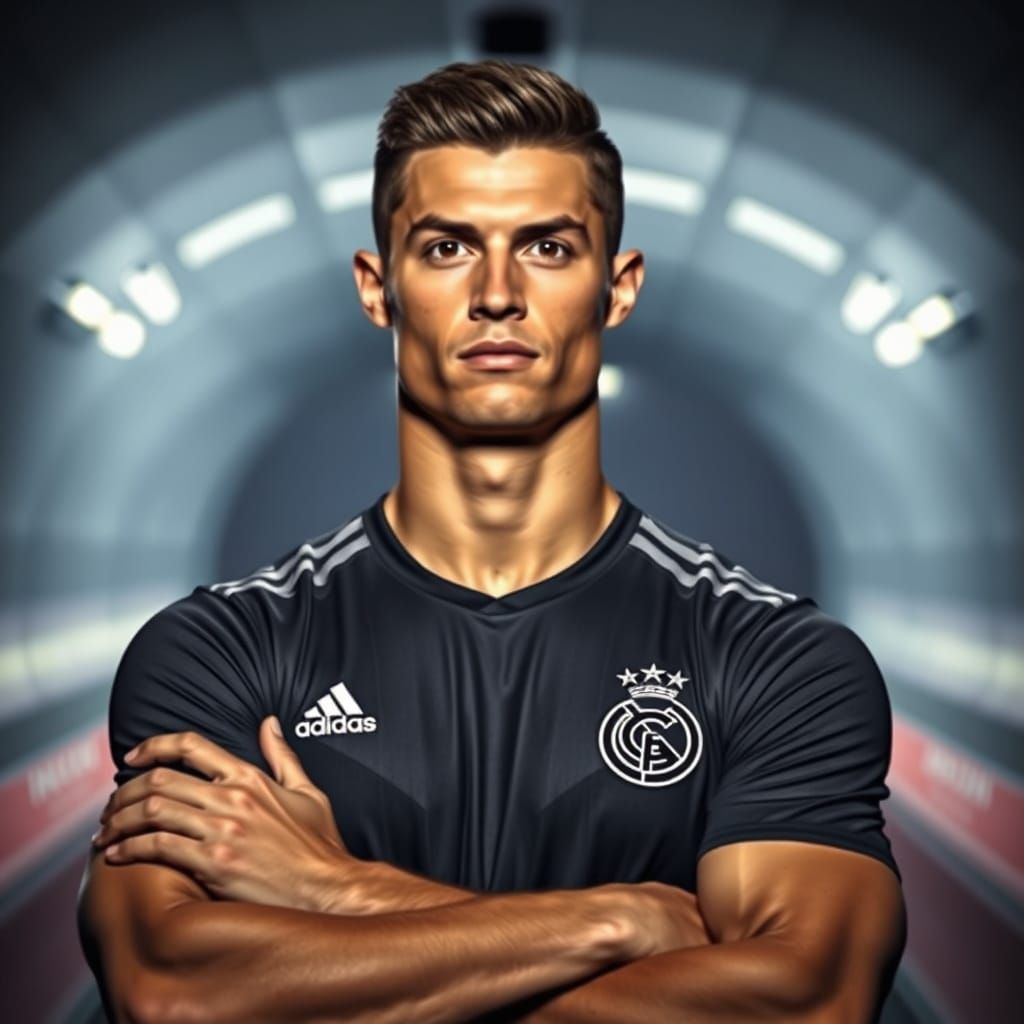 Confident Footballer Portrait in Dramatic Lighting