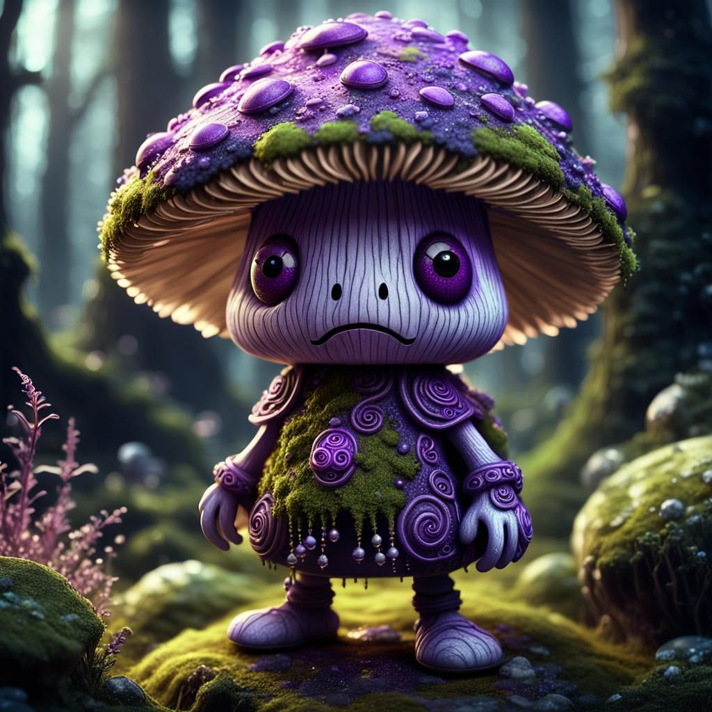 Mushroom Person with Moss and Marble in Fantasy Art