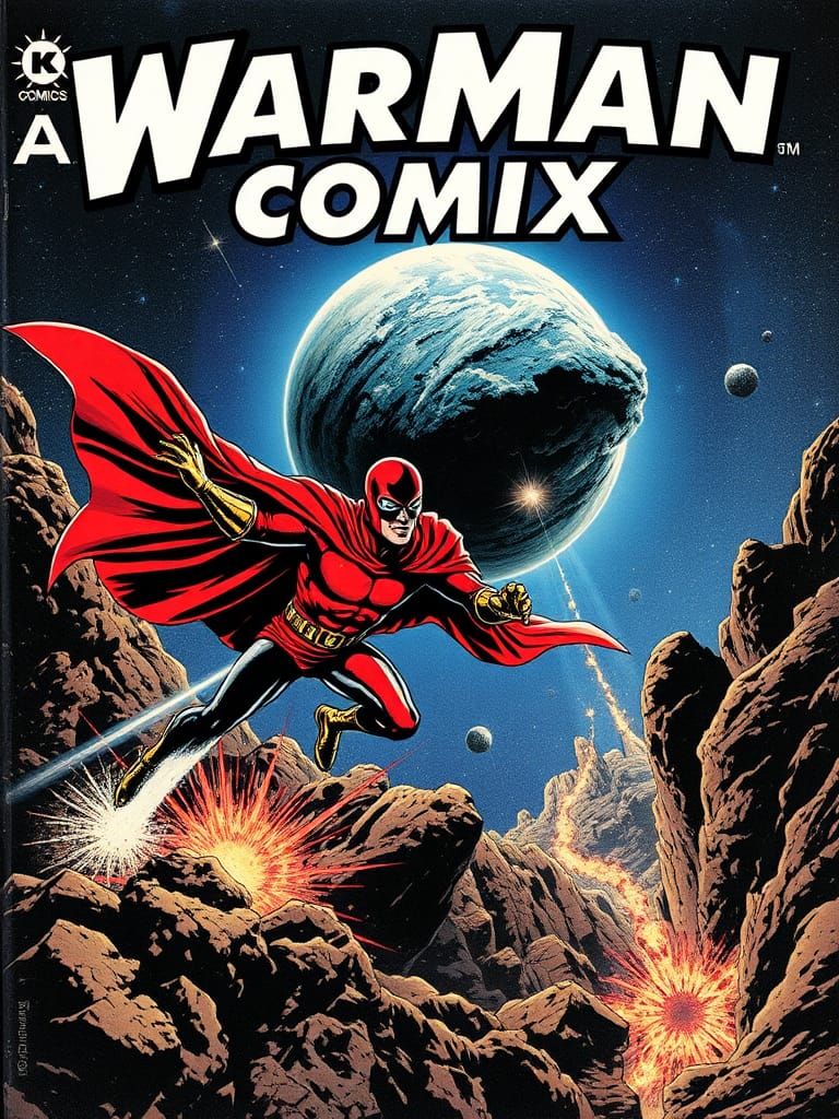 WarMan Comic Book Cover in 1970s Style
