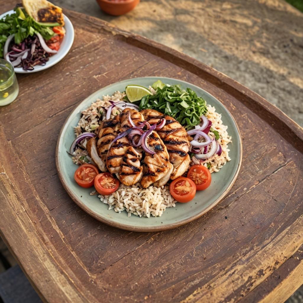 Mexican Fusion BBQ Chicken in Golden Hour Light