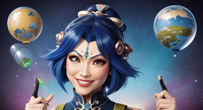 Avatar Chibi Skateboarder in Art Nouveau Style