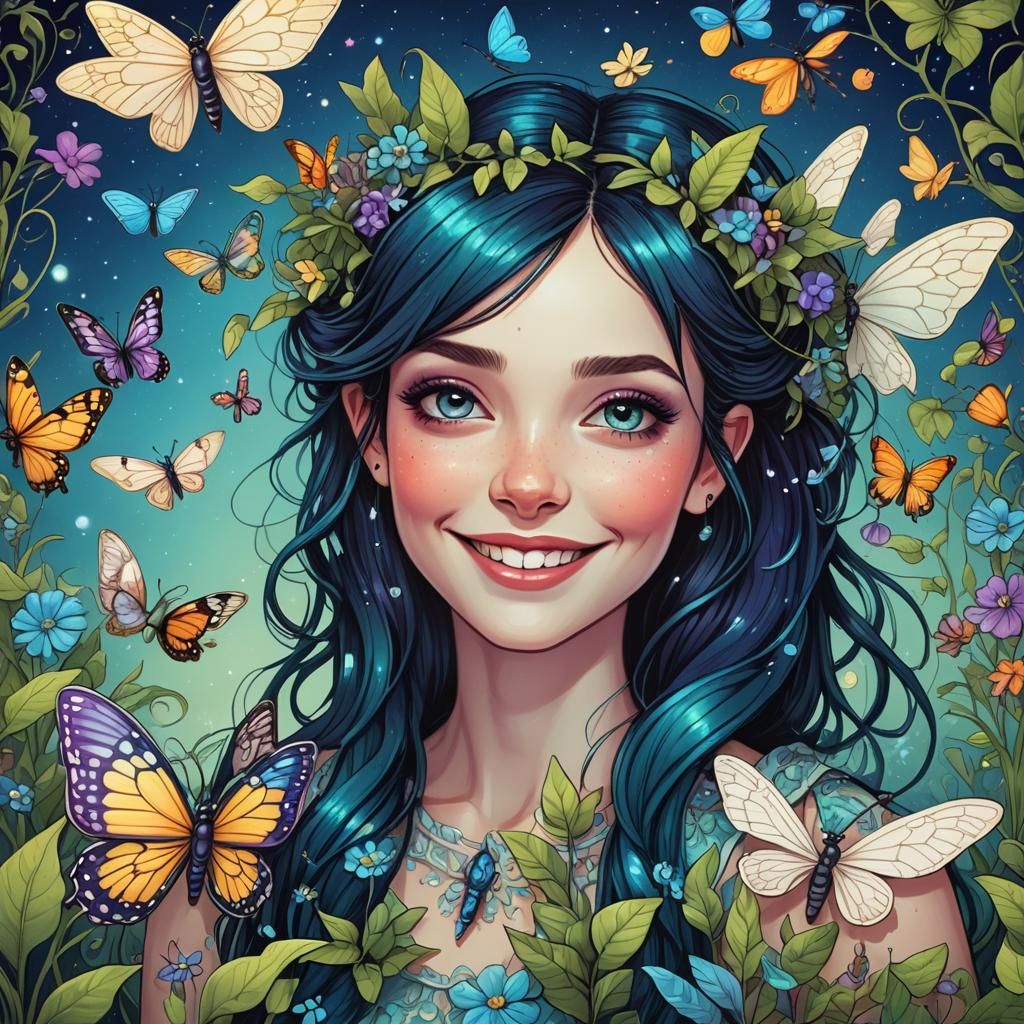 Pop Art Fairy with Insect Friends