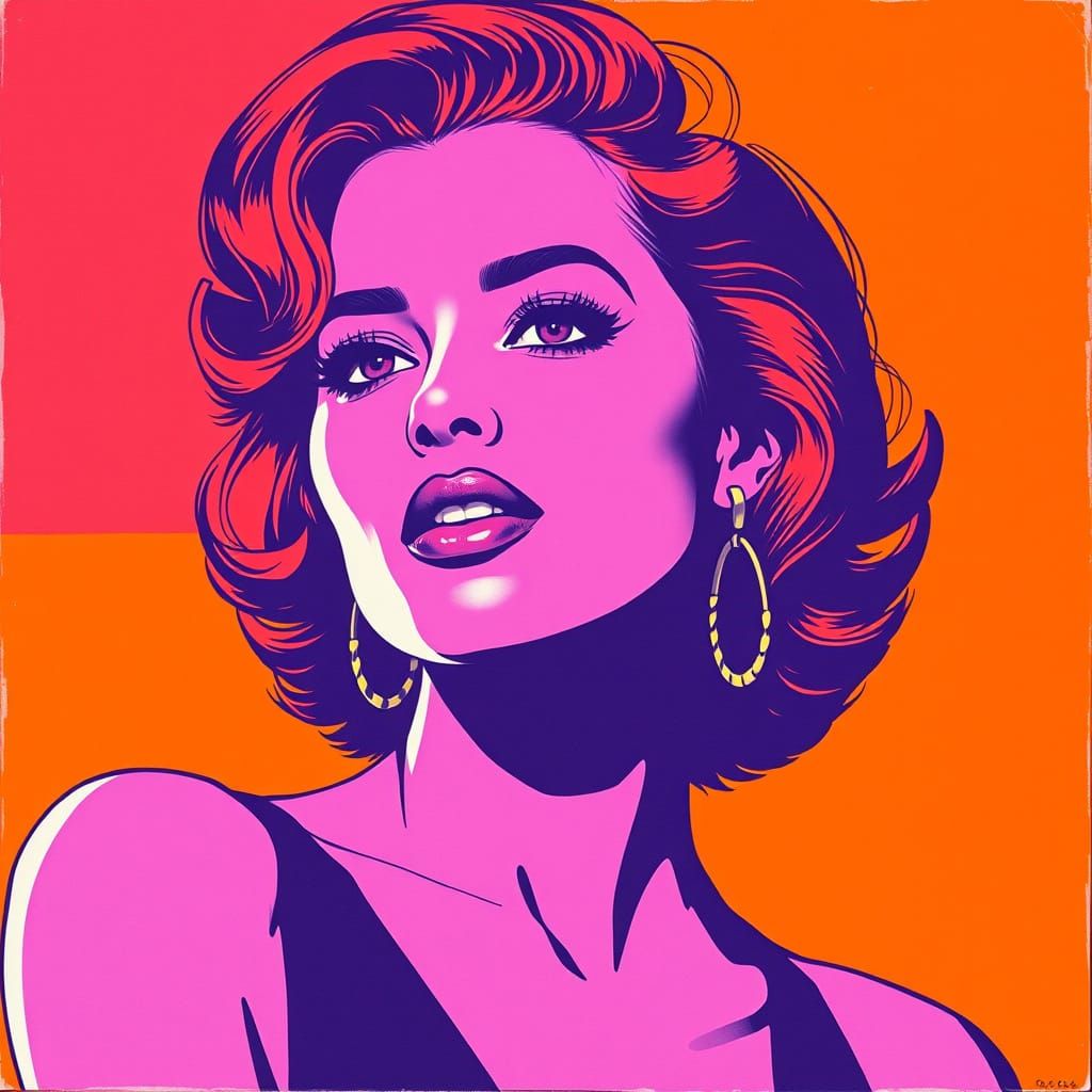 Pop Art Portrait of a Confident Woman in Andy Warhol's Style