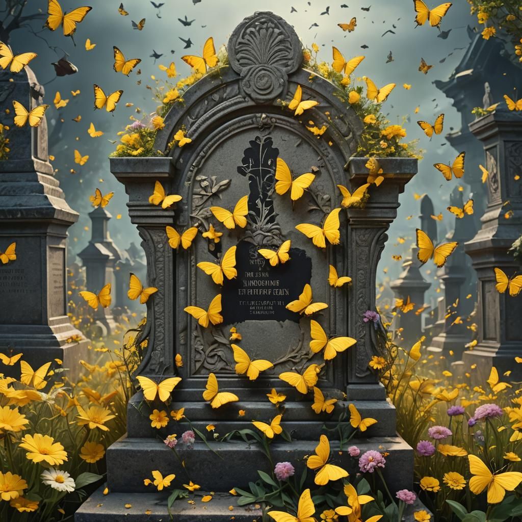 Butterflies and Tombstone: Dramatic Digital Painting