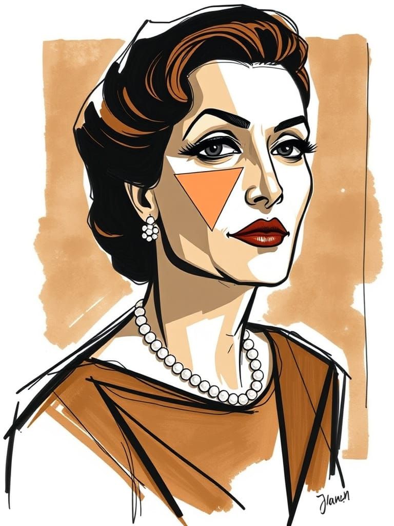 Elegant Joan Crawford in Fragmented Cubist Portrait