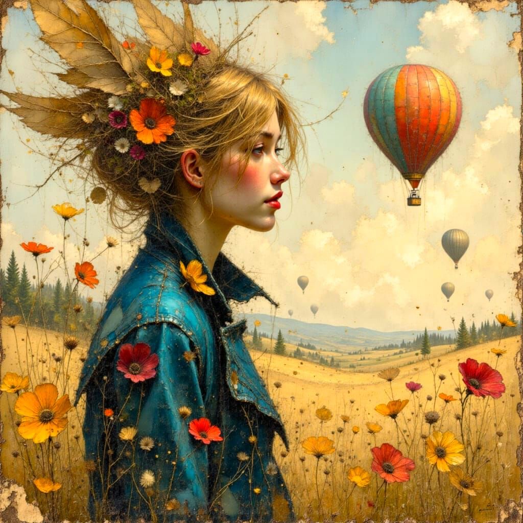 Woodland Creature painted in mixed media, Kimitake Yoshioka, Eric Lacombe, Jean-Baptiste Monge, Pino Daeni, Hot Air Ball...