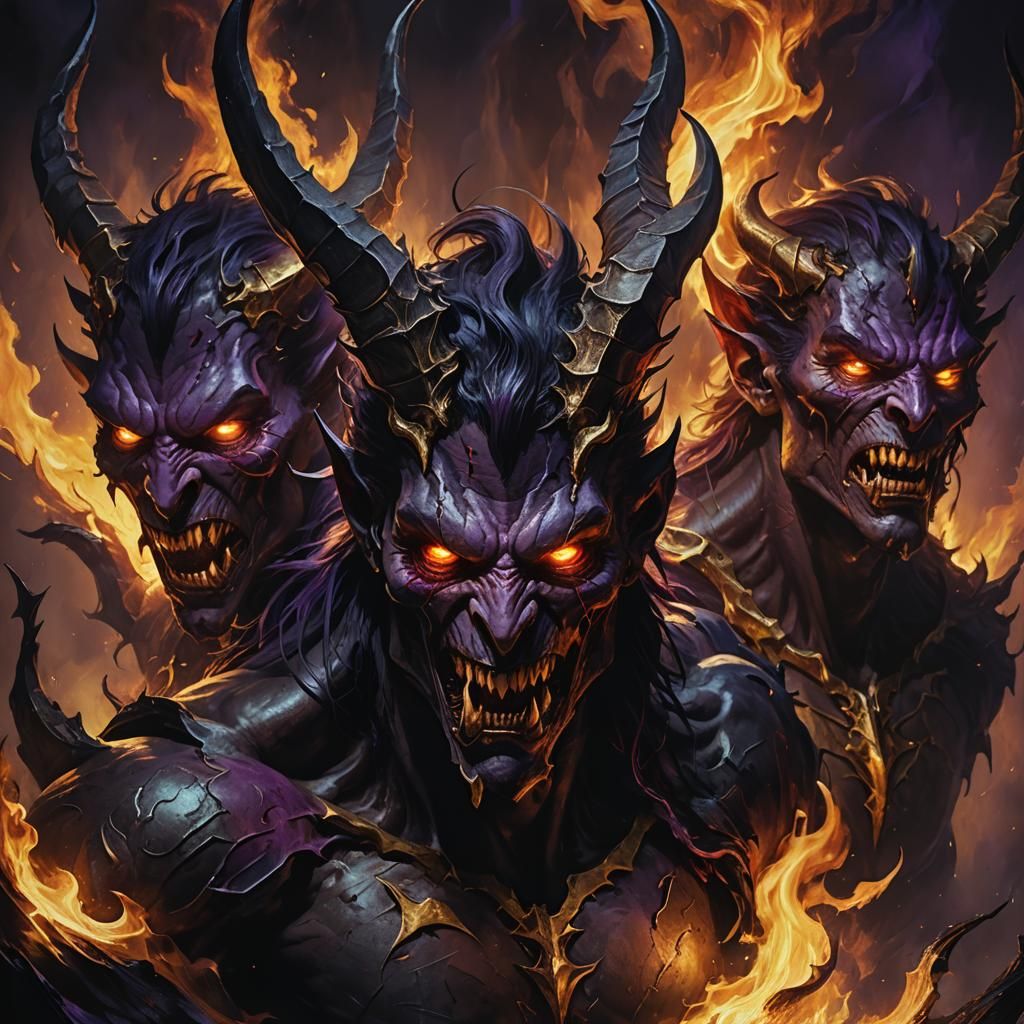 Demonic Faces Emerging from Darkness: Dark Fantasy Art