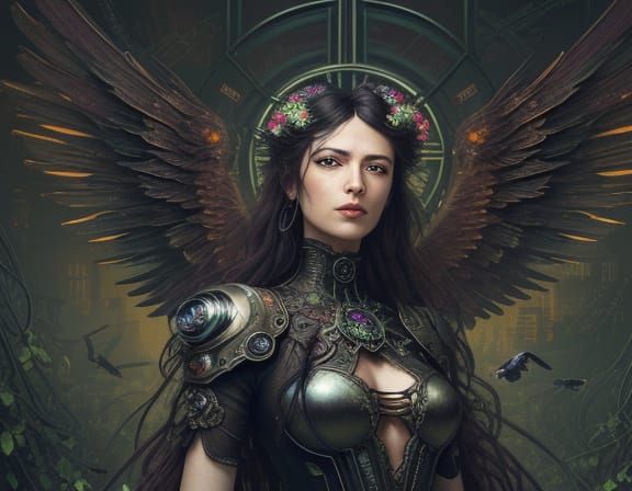 Excellent focus. Archangel. Industrial design fantasy art.  ...