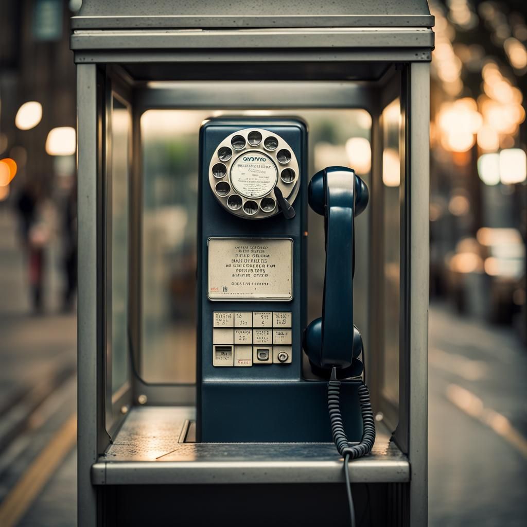 A1970's style public pay phone.